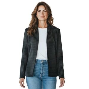 Austin Reed London New York Womens Black Textured Career Blazer Open Front Sz 10